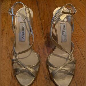 Jimmy Choo Gold Leather Heels EU Size 39